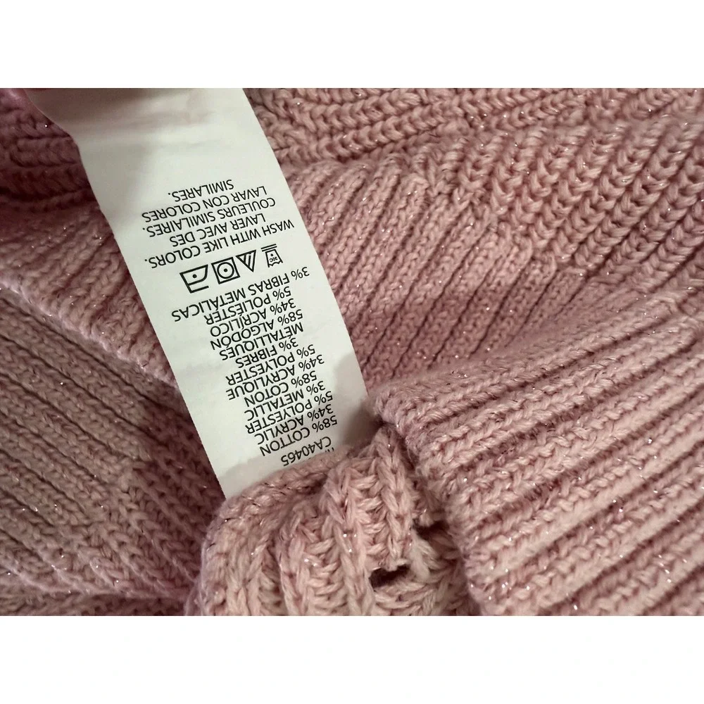 The Children's Place‎ Pink Glitter Keyhole Pointelle Knit Sweater Size 10/12
